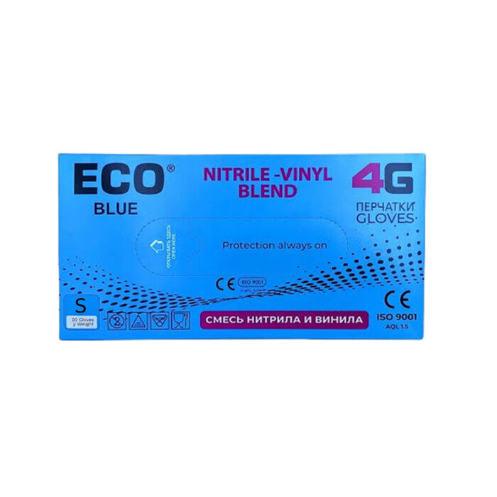 Ձեռնոց ռետինե ECO Blue Nitrile-Vinyl Blend 4G 100 հատ