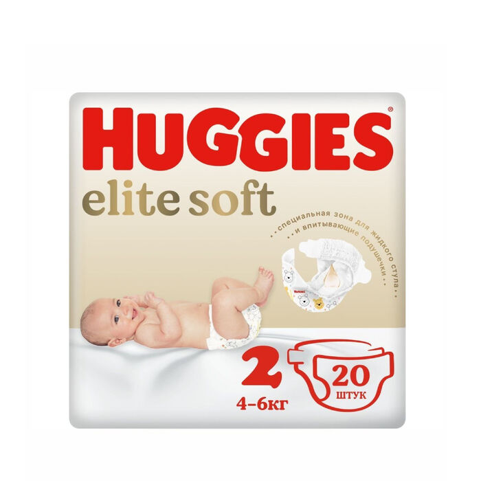 Տակդիր Huggies Elite Soft N2 4-6 կգ 20 հատ