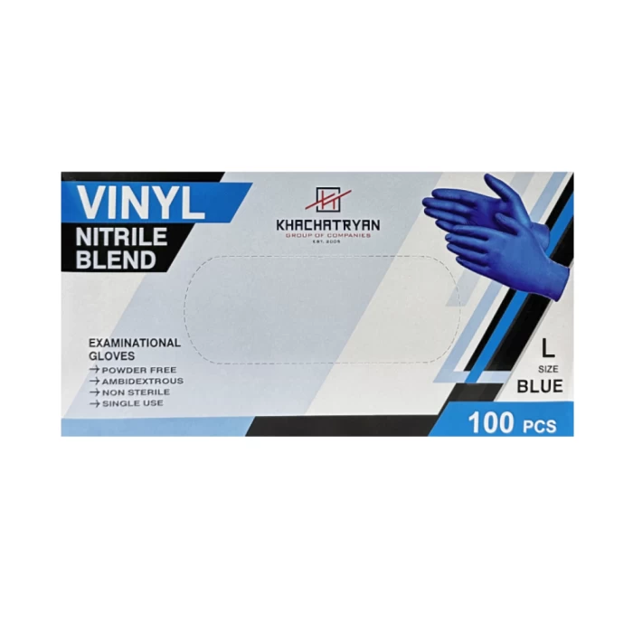 Ձեռնոց ռետինե Khachatryan Vinyl Blue 100 հատ