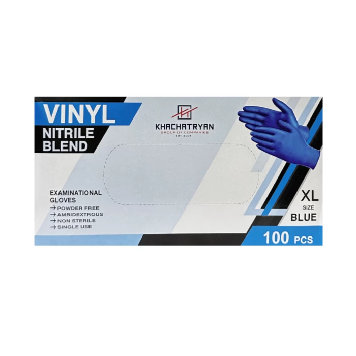 Ձեռնոց ռետինե Khachatryan Vinyl Blue 100 հատ