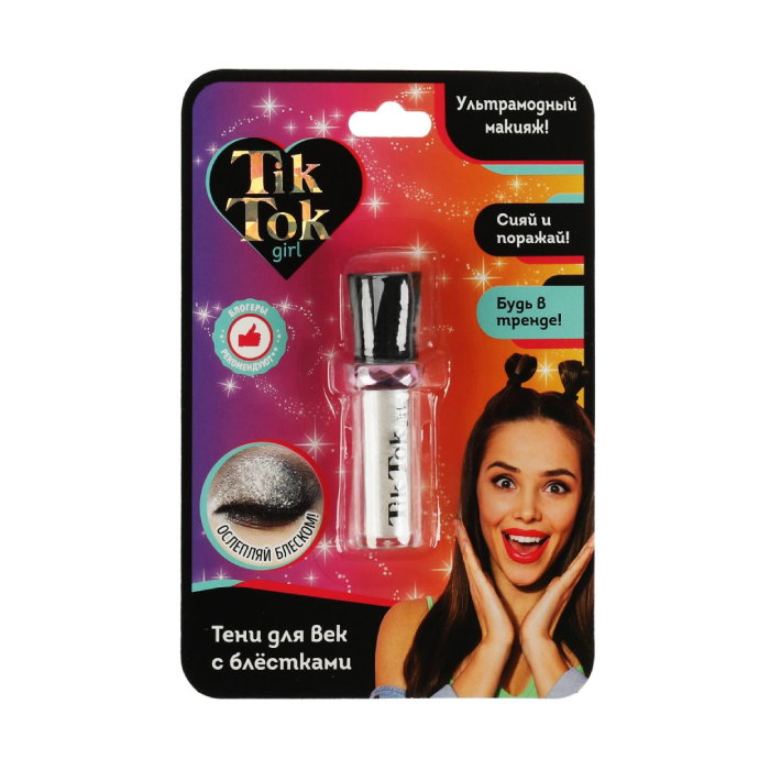 Ստվերաներկ հեղուկ փայլերով Tik Tok Girl սպիտակ