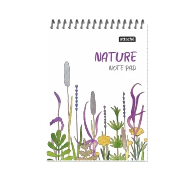 Նոթատետր վանդակավոր Attache Nature White flowers A5 զսպանակով 60 թերթ