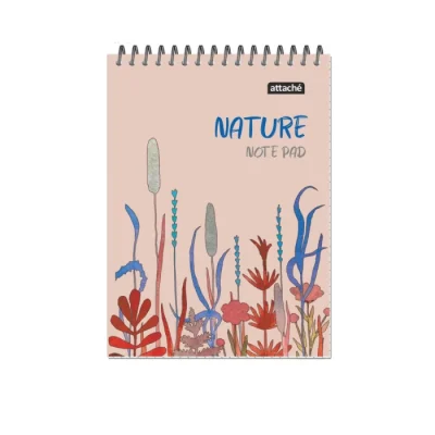 Նոթատետր վանդակավոր Attache Nature Beige flowers A5 զսպանակով 60 թերթ