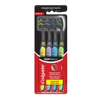 Ատամի խոզանակ Colgate Super Flexi սև 3+1 հատ