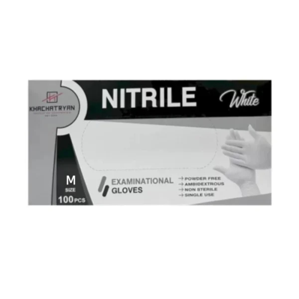 Ձեռնոց ռետինե Khachatryan Nitril White 100 հատ