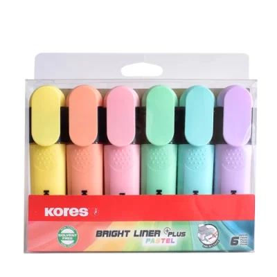 Մարկերների հավաքածու Kores Bright Liner Pastell ընդգծող 6 գույն